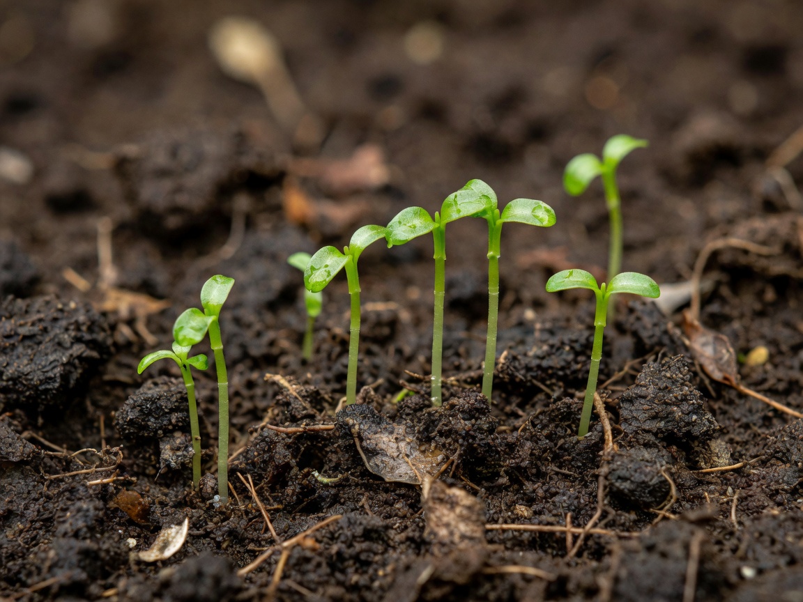 Fresh green sprouts in healthy soil representing game progression